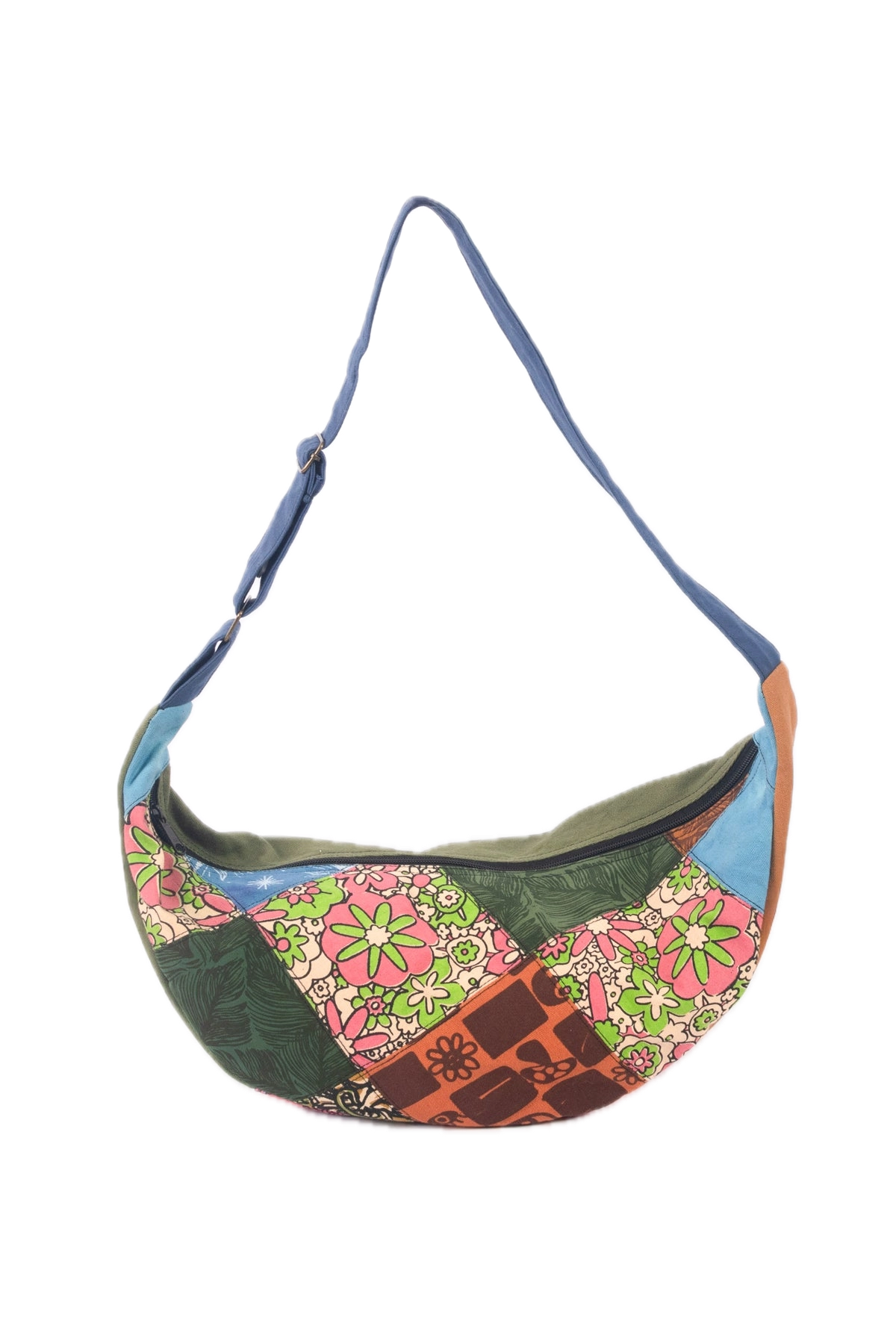 Patchwork Crescent Crossbody Bag
