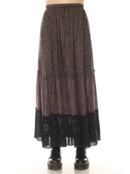 CELESTIAL TIERED MAXI SKIRT VISCOSE