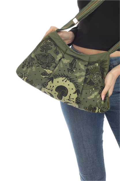 Mushroom Flower Print Bag Gray