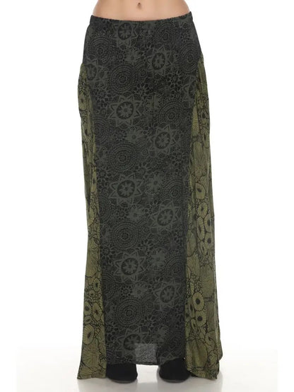 Flowy Lace Print Maxi Skirt
