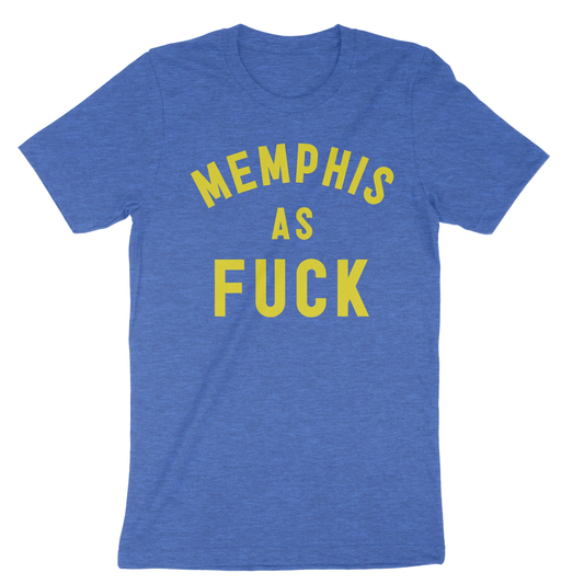 Memphis as Fuck Yellow on Blue T-Shirt