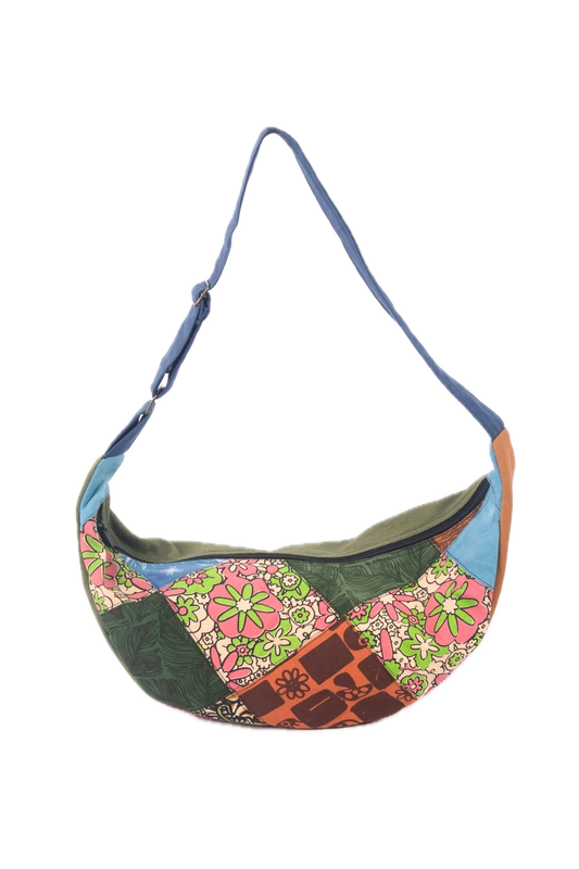 Patchwork Crescent Crossbody Bag