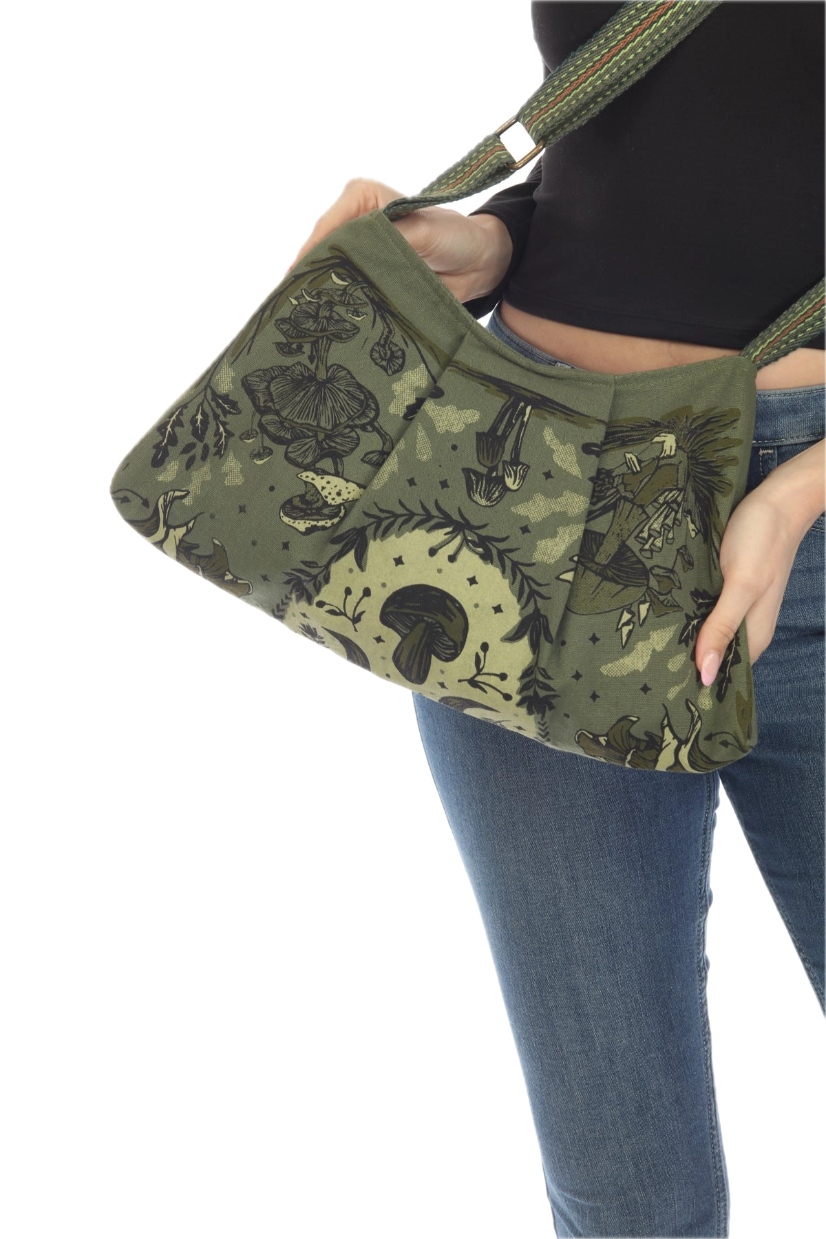 Mushroom Flower Print Bag Gray