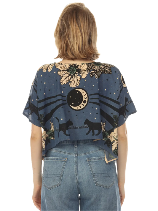 Moonflower Cats Scarf Top