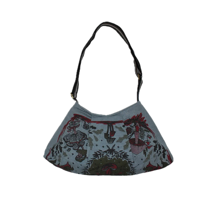 Mushroom Flower Print Bag Gray