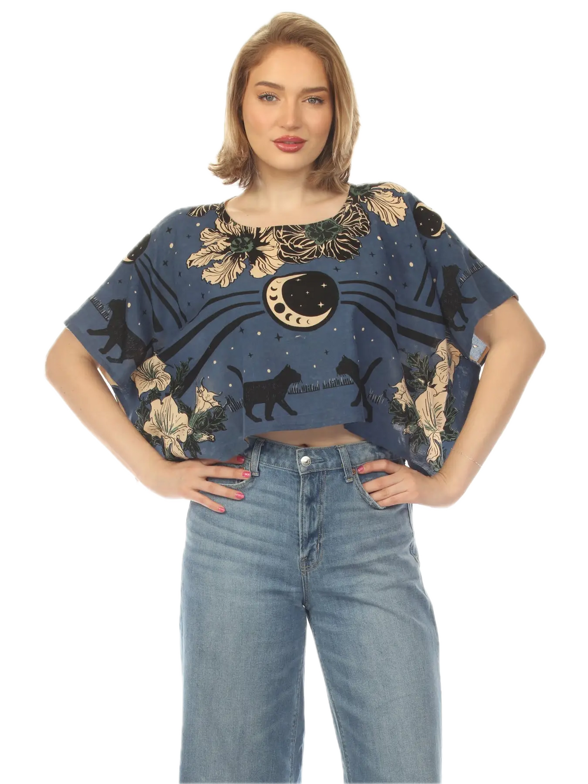 Moonflower Cats Scarf Top