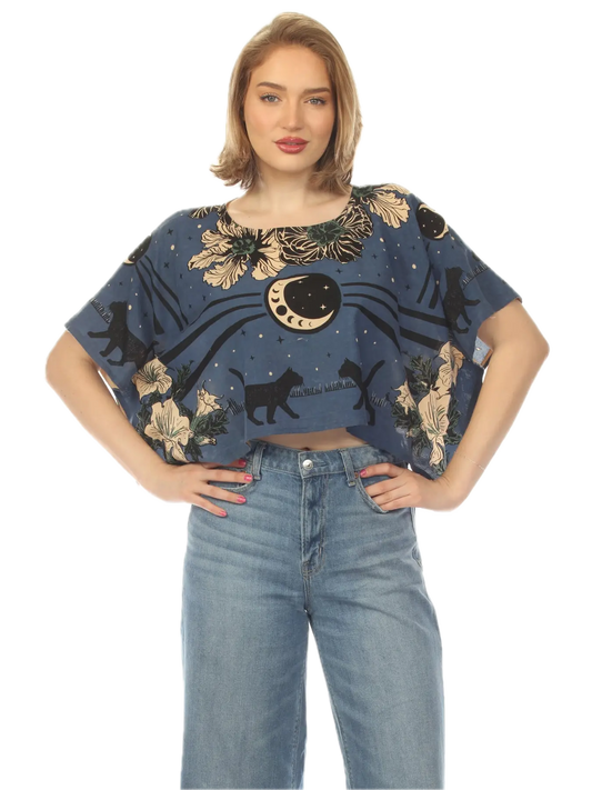 Moonflower Cats Scarf Top