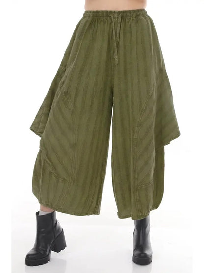 Draped Waffel Barrel Pants