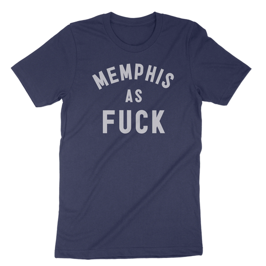 Memphis as Fuck Silver on Blue T-shirt