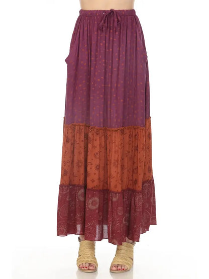CELESTIAL TIERED MAXI SKIRT VISCOSE