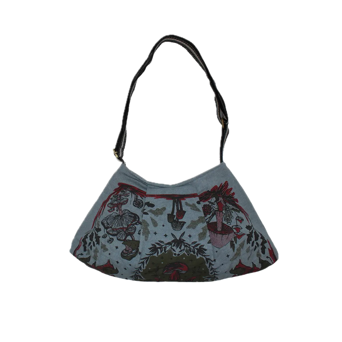 Mushroom Flower Print Bag Gray